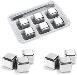 Cube Whiskey Chillers Stones 6 PCS - Stainless Steel Reusable With Ice Tong Gift Set - Metal Beverage Chilling Rocks For Wine,Beer, Vodka, Coke, Scotch, Bourbon, No Change The Flavor 12 Cube Whiskey Chillers Stones 6 PCS - Stainless Steel Reusable With Ice Tong Gift Set - Metal Beverage Chilling Rocks For Wine,Beer, Vodka, Coke, Scotch, Bourbon, No Change The Flavor -Wilton Shop 41NEE67v5L. AC