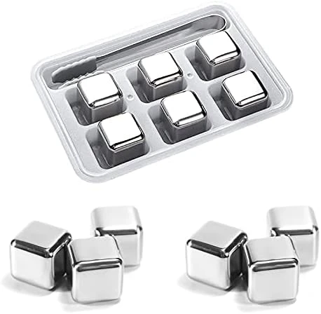 Cube Whiskey Chillers Stones 6 PCS - Stainless Steel Reusable With Ice Tong Gift Set - Metal Beverage Chilling Rocks For Wine,Beer, Vodka, Coke, Scotch, Bourbon, No Change The Flavor 7 Cube Whiskey Chillers Stones 6 PCS - Stainless Steel Reusable With Ice Tong Gift Set - Metal Beverage Chilling Rocks For Wine,Beer, Vodka, Coke, Scotch, Bourbon, No Change The Flavor - Image 5