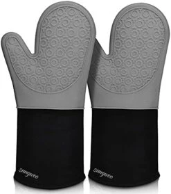 Extra Long Silicone Oven Mitts, Sungwoo Durable Heat Resistant Oven Gloves With Quilted Liner Non-Slip Textured Grip Perfect For BBQ, Baking, Cooking And Grilling - 1 Pair 14.6 Inch Black -Wilton Shop 41NFSTRRPhL. AC