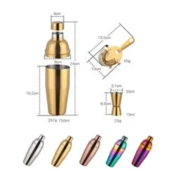 TWDYC 3PCS Stainless Steel Rainbow Boston Cocktail Set 750ml Cocktail Shaker Set With Strainer Measure Cup Bartender Kit Bar Tool Set (Color : D) -Wilton Shop 41NNaPxoKMS