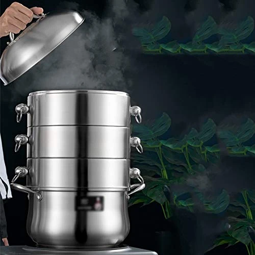 LDCHNH Steamer Stainless Steel Household 4-layer Thickened Steamer For Cooking Without Odor 5 LDCHNH Steamer Stainless Steel Household 4-layer Thickened Steamer For Cooking Without Odor - Image 3