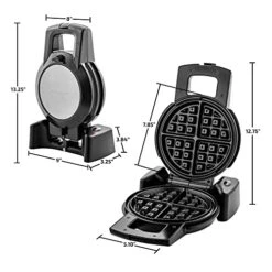 Vente Electric Waffle Maker 1000W Power With Nonstick Plates And 180 Rotating Flip Function, Perfect For Cooking Belgian Waffles And Breakfast, Portable And Compact Design, Black WMF1440BR -Wilton Shop 41NddcLJjeL