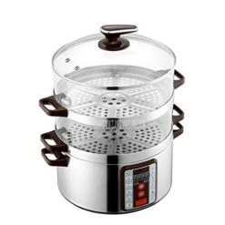 32cm Diameter Smart Electric Steamer 6 Gear Adjustable 3 Layer Multi Cooker Transparent Type Household Electric Steaming Pot