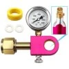 VOZINMOST Soda Refill Adapter, CO2 Refilling Adapter Compatible With DUO Terra Soda Cylinder Quick Connect With Pressure Gauge (Pink)