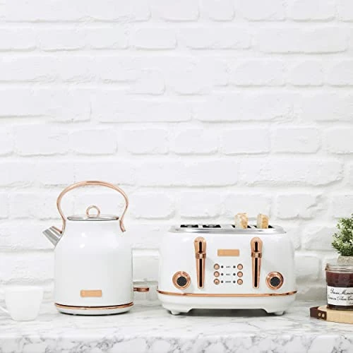 Aden Heritage Toaster, Wide Slot With Removable Crumb Tray And Settings (Ivory/Copper, 4 Slice) 7 Aden Heritage Toaster, Wide Slot With Removable Crumb Tray And Settings (Ivory/Copper, 4 Slice) - Image 5