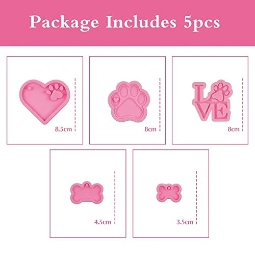PEGAFOX 5 Pcs Love Paw Print Keychain Silicone Resin Molds Heart Dog Paw Candy Fondant Mold For DIY Mother's Day Valentine's Day Gifts, Dog Tag Polymer Clay, Cake Decorating,Candy Cube Mold1 4 PEGAFOX 5 Pcs Love Paw Print Keychain Silicone Resin Molds Heart Dog Paw Candy Fondant Mold For DIY Mother's Day Valentine's Day Gifts, Dog Tag Polymer Clay, Cake Decorating,Candy Cube Mold1 - Image 2