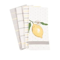 Pantry Lemon Kitchen Dish Towel Set Of 4, 100-Percent Cotton, 18 X 28-inch