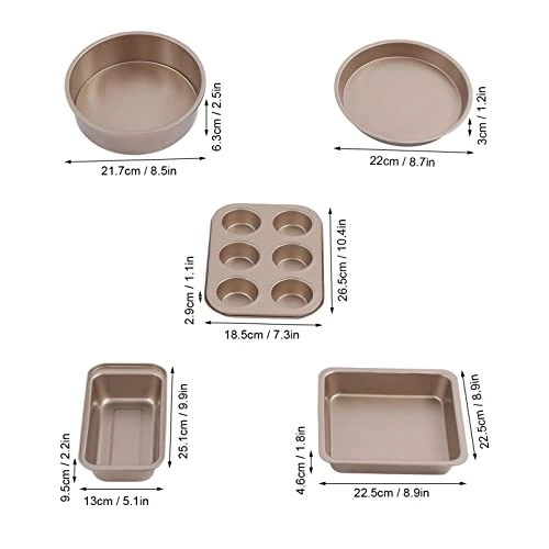 Bakeware Set, Space Saving Safe Uniform Heating Baking Tools For Kitchen For Home For Baker(Gold) 6 Bakeware Set, Space Saving Safe Uniform Heating Baking Tools For Kitchen For Home For Baker(Gold) - Image 4