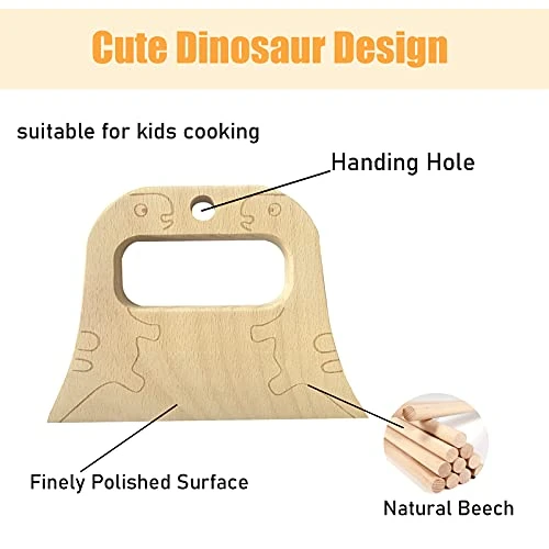 Wooden Kids Knife For Cooking And Safe Cutting Veggies Fruits, Cute Dinosaur Shape Kids Kitchen Tools, 2-10 Years Old Applicable 6 Wooden Kids Knife For Cooking And Safe Cutting Veggies Fruits, Cute Dinosaur Shape Kids Kitchen Tools, 2-10 Years Old Applicable - Image 4
