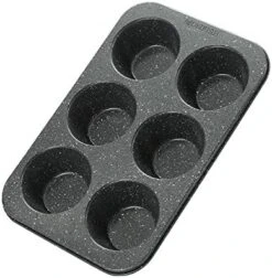 2pcs Jumbo Deep Muffin Pan - 6-Cavity Baking Tray, 3.5x3 Inch Cups - Carbon Steel With Non-Stick Coating - Black Granite Stone Finish - Extra Large Cupcake Tins For Baking (2 Deep Muffin) -Wilton Shop 41NwuezREjL. AC