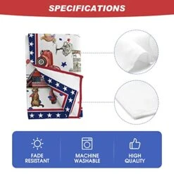 4th Of July Tablecloth 60x84 Inch, Patriotic Independence Day Memorial Day Red Truck Cat Table Cover For Party Picnic Dinner Decor -Wilton Shop 41O7WaxcHtL