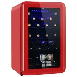 Wine Cooler Countertop Freestanding Wine Cellars Compressor System Champagne Chiller Digital Temperature Control UV-Protective Finish Max Load 24 Standard Bottle, Red -Wilton Shop 41OCN4wa8vL