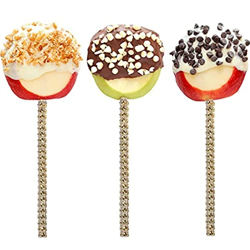 32Pcs Bling Candy Apple Sticks,6 Inches Caramel Bamboo Apple Sticks With Rhinestones Diamond,Fruit Treats Decorative Sticks For Dessert Table(Gold) 4 32Pcs Bling Candy Apple Sticks,6 Inches Caramel Bamboo Apple Sticks With Rhinestones Diamond,Fruit Treats Decorative Sticks For Dessert Table(Gold) - Image 2