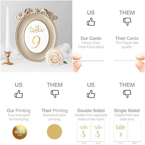 Gold Wedding Table Numbers Cards (1-30 + Head Table) 4x6 Double Sided Modern Calligraphy Foil Design Best For Receptions, Banquets, Cafés, Restaurants & Parties 6 Gold Wedding Table Numbers Cards (1-30 + Head Table) 4x6 Double Sided Modern Calligraphy Foil Design Best For Receptions, Banquets, Cafés, Restaurants & Parties - Image 4