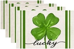 St Patricks Day Placemat 12 X 18 Inch Green Shamrock Lucky Theme Set Of 4 For Dining Table Spring Holiday Rustic Farmhouse Table Mat 13 St Patricks Day Placemat 12 X 18 Inch Green Shamrock Lucky Theme Set Of 4 For Dining Table Spring Holiday Rustic Farmhouse Table Mat -Wilton Shop 41OW4NB7bL. AC