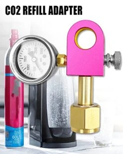 NTSUMI Soda Refill Adapter Fit For DUO Terra Art Pink Soda Cylinder, Carbonator Soda Refill Quick Adapter For Pink CO2 Cylinder-Quick Connect With Pressure Gauge -Wilton Shop 41OWaWPbtqL