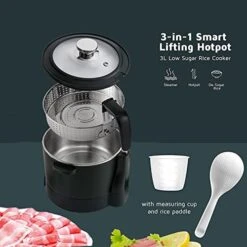 Electric Hot Pot, 3L Ramen Rice Cooker, Portable Frying Pan, Electric Pot For Pasta, Steak,Electric Cooker, Over-Heating & Boil Dry Protection -Wilton Shop 41OflmCUMKL