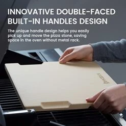 Pizza Stone 12in X 15in Rectangular Baking & Grilling Stone, Perfect For Oven, BBQ And Grill. Innovative Double - Faced Built - In 4 Handles Design -Wilton Shop 41OpvdWYrGL