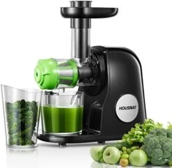 Juicer Machines, HOUSNAT Professional Celery Slow Masticating Juicer Extractor Easy To Clean, Cold Press Juicer With Quiet Motor And Reverse Function For Fruit & Vegetable, Brushes & Recipes Included, Black -Wilton Shop 41P9iWbp6RL. AC