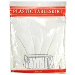 Chef White 12 Pack 14-inch X 29-inches Long Plastic Table Skirt, Table Skirts Fit Rectangle And Round Table Decorations