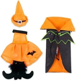 E-Living Halloween Wine Bottle Covers, Orange & Green Spider Cape W/Black Witch Outfit -Wilton Shop 41PCiP5v JL. AC
