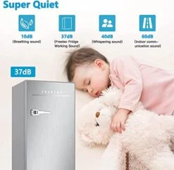 3.1 Cu.Ft Mini Fridge For Bedroom, Retro Mini Refrigerator With Freezer, Dorm Fridge With Freezer, Compact Small Fridge Perfect For Room And Office, Adjustable Temperature(with Handle, Silver) -Wilton Shop 41PEVWixvZL