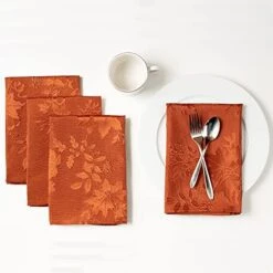 Fabric Set Of 4 Cloth Napkins, Countryside Leaves Damask Cloth Napkins For Fall, Harvest & Thanksgiving Tablecloths (Rust/Burnt Orange, 18" X 18" Napkins Set Of 4) 23 Fabric Set Of 4 Cloth Napkins, Countryside Leaves Damask Cloth Napkins For Fall, Harvest & Thanksgiving Tablecloths (Rust/Burnt Orange, 18" X 18" Napkins Set Of 4) -Wilton Shop 41PIHalz3eL. AC