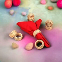 Napkin Rings Set Of 12, Rattan Napkin Holders, Napkin Rings Bulk For Party Decoration, Dinning Table, Everyday, Family Gatherings - A Great Tabletop Décor - Natural -Wilton Shop 41PaDBlYXEL