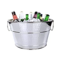 Stainless Steel Ice Bucket For Cocktail Bar/Leak-Proof/Hammered Drink Bucket For Parties- 15 Quarts