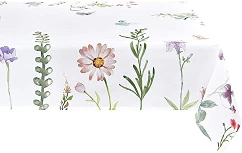 Sunm Boutique Watercolor Wild Flowers Tablecloth, Spring Floral Table Cloth, 60 X 84 Inch, Machine Washable Waterproof Table Cover For Easter, Dining, Holiday, Parties 8 Sunm Boutique Watercolor Wild Flowers Tablecloth, Spring Floral Table Cloth, 60 X 84 Inch, Machine Washable Waterproof Table Cover For Easter, Dining, Holiday, Parties - Image 6