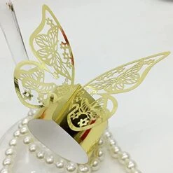 100 Pcs Napkin Rings Laser Cut Butterfly Shape Foil Paper Napkin Holder For Weddings Party Serviette Table Decoration Restaurant (Gold) -Wilton Shop 41Pex46raCL