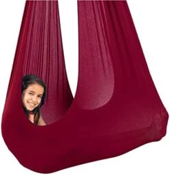 Indoor Therapieschaukel Kinder Schwingen Hängematte Sensorische Schaukeltuch Für Autismus, Asperger, Sensorische Integration (Color : Wine Red, Size : 150x280CM/59x110in) -Wilton Shop 41PltYwgcKS. AC