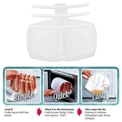 Microwave Bacon Cooker, PP Plastic Microwave Bacon Rack Heat Resistant Microwave Bacon Tray, Bakes 18 Pieces Healthier Crispy Bacons At A Time, Great For Adults, College Students -Wilton Shop 41PnVtmPcTL