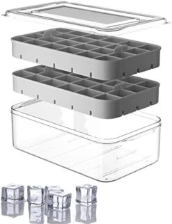 Ice Cube Tray With Lid And Bin, ROTTAY Ice Trays For Freezer, Easy-release 48 Small Nugget Silicone Ice Maker With Ice Bucket, Ice Cube Storage Container Set For Chilled Drink, Cocktail,Gray -Wilton Shop 41PsqIk6RtL. AC