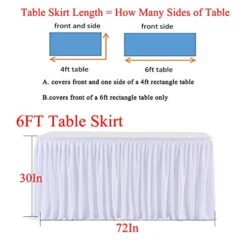 Leegleri White Polyester Pleated Table Skirt For Rectangle Table 6 Ft,Ruffle Tutu Table Cloth For Wedding,Baby Shower,Birthday Party,Banquet -Wilton Shop 41Q8iYu6KyL