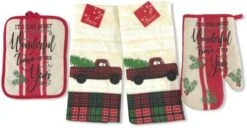 Winter Bear Christmas Kitchen Towel And Pot Holder Set: Traditional Red Black Check With Beary Christmas Patch -Wilton Shop 41QDHCmdDEL. AC