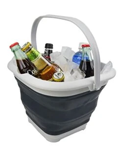 8.5L (2.2 Gallon) Collapsible Square Handy Bucket/Foldable SquareWater Pail/Portable Tub With Handle. Size 31x31cm (Grey/Slate Grey, 1) -Wilton Shop 41QDc4etGtL