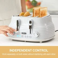 4-Slice Toaster, Retro Toaster With Long Extra-Wide Slots And Removable Tray, Cancel/Bagel/Reheat Function, 6 Shape Options, BPA Free(Grey) -Wilton Shop 41QHc3GKVqL