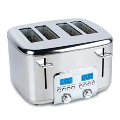10942223917 Stainless Steel Digital Toaster With Extra Wide Slot, 4-Slice, Silver