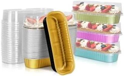 Disposable Mini Loaf Pans With Lids, 50pcs 6.8oz Aluminum Foil Narrow Cake Pans,Rectangle Cupcake Baking Cups Ramekins Tins Liners Containers Flans For Bread Muffin Brownie Cheesecake(Gold) 17 Disposable Mini Loaf Pans With Lids, 50pcs 6.8oz Aluminum Foil Narrow Cake Pans,Rectangle Cupcake Baking Cups Ramekins Tins Liners Containers Flans For Bread Muffin Brownie Cheesecake(Gold) -Wilton Shop 41QdCTOmrxL. AC