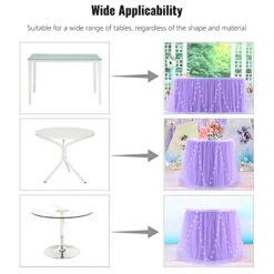 Purple Tulle Table Skirt With Lights 9FT Tutu Table Cloth Round Or Rectangle Tables Perfect For Baby Shower Wedding Birthday Party And Home Decoration(L 9(ft),H 30in) -Wilton Shop 41QvWLI9FKL