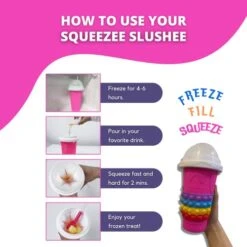 Pink Instant Slushie Cup,1 Pack Slushy Cup Maker Tiktok, Slush Squeeze Cup For Quick Diy With Straw Spoon, Cup Brush, Straw Brush, & Pop-It Cup Sleeve -Wilton Shop 41QxreO6ocL