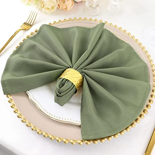 Pack Of 5 Eucalyptus Sage Green Premium 17" X 17" Washable Polyester Napkins Great For Wedding Party Restaurant Dinner Parties 4 Pack Of 5 Eucalyptus Sage Green Premium 17" X 17" Washable Polyester Napkins Great For Wedding Party Restaurant Dinner Parties - Image 2