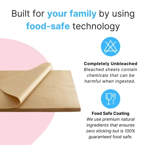 Precut Parchment Paper Sheets For Baking (12x16 In, 120 Pack) COMMERCIAL GRADE Unbleached Paper Parchment Sheets Baking Paper Unbleached Parchment Paper Parchment Paper For Baking, Cooking, Airfryer 4 Precut Parchment Paper Sheets For Baking (12x16 In, 120 Pack) COMMERCIAL GRADE Unbleached Paper Parchment Sheets Baking Paper Unbleached Parchment Paper Parchment Paper For Baking, Cooking, Airfryer - Image 2