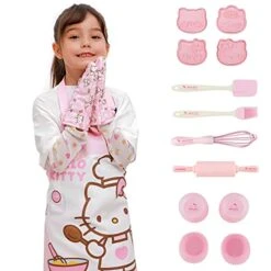 Hello Kitty Kids Baking Set With Gift Box, 15Pcs Kitchen Combo Kit For DIY Baking