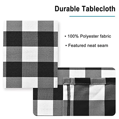 60 X 120 Inch Checkered Tablecloth Rectangle - Stain Resistant, Spillproof And Washable Gingham Table Cloth For Outdoor Picnic, Kitchen And Holiday Dinner, Black And White 6 60 X 120 Inch Checkered Tablecloth Rectangle - Stain Resistant, Spillproof And Washable Gingham Table Cloth For Outdoor Picnic, Kitchen And Holiday Dinner, Black And White - Image 4