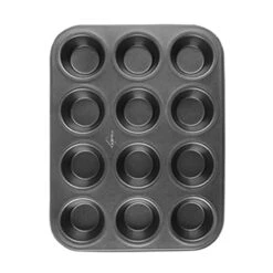 Jopwkuin Cup Cakes Baking Mold, 12 Cup Durable Fast Heat Transfer Jumbo Cupcake Pan For Home For Kitchen Baking Tool(Black)
