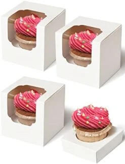 Cupcake Boxes 50 Pcs White Individual Cupcake Box, Single Cupcake Containers Cardboard Holders With Inserts And Window For Muffins Cocoa Bombs Packaging Togo Boxes For Birthdays Showers Party Favors Packing -Wilton Shop 41RPHLCLNxL. AC