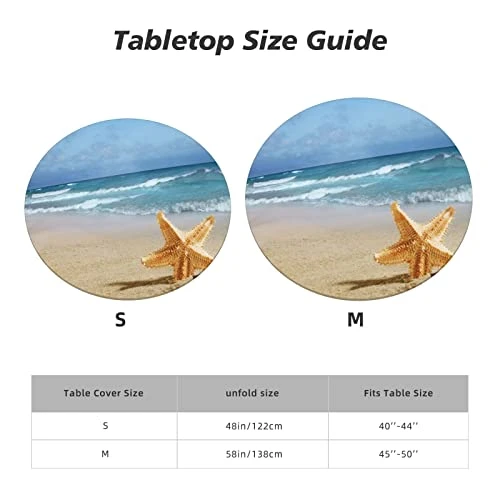 Round Tablecloth Starfish Summer Fitted Elastic Waterproof Wipeable Table Cloth Cover Decorations Table Pad Cover For Party Dinning Room Picnic-Medium 5 Round Tablecloth Starfish Summer Fitted Elastic Waterproof Wipeable Table Cloth Cover Decorations Table Pad Cover For Party Dinning Room Picnic-Medium - Image 3