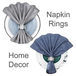 Silver Diamond Napkin Ring Glass Framed, Crystal Dinning Cloth Rings Set Of 4 Piece, Glam Serviette Buckle Cloth Holder Sparkle Bling Crushed Diamond Table Decor Accessories -Wilton Shop 41RZVwAJDvL